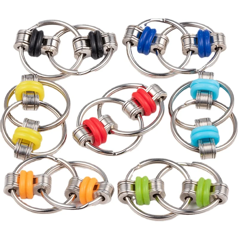 

100pcs Flippy Chain ADHD and ADD Anxiety Stress Reliever Bike Chain Fidget Roller Sensory Finger Toys for Adults and Teens Gifts