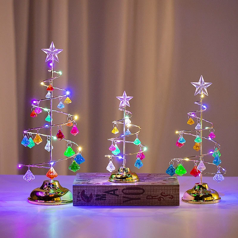 

Christmas Tree Crystal Table Decor Christmas Tree Lighting Party Festival Decor Lamp L