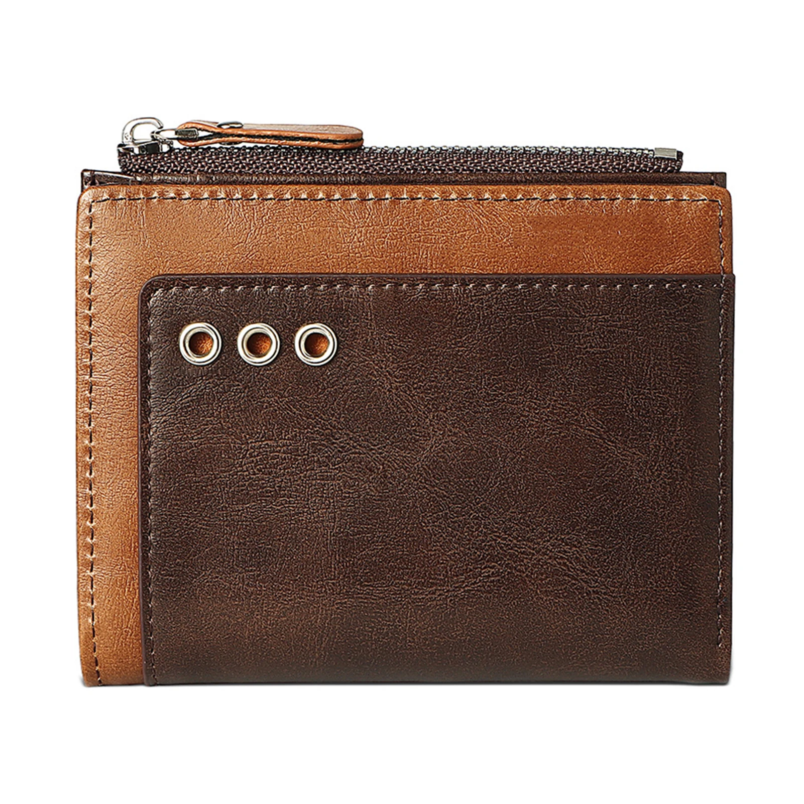 

Men's Short Bifold Handheld Bag Large Capacity Zipper Ultra-thin Card Holder Vintage Business Foldable Wallet Кошелек Мужской