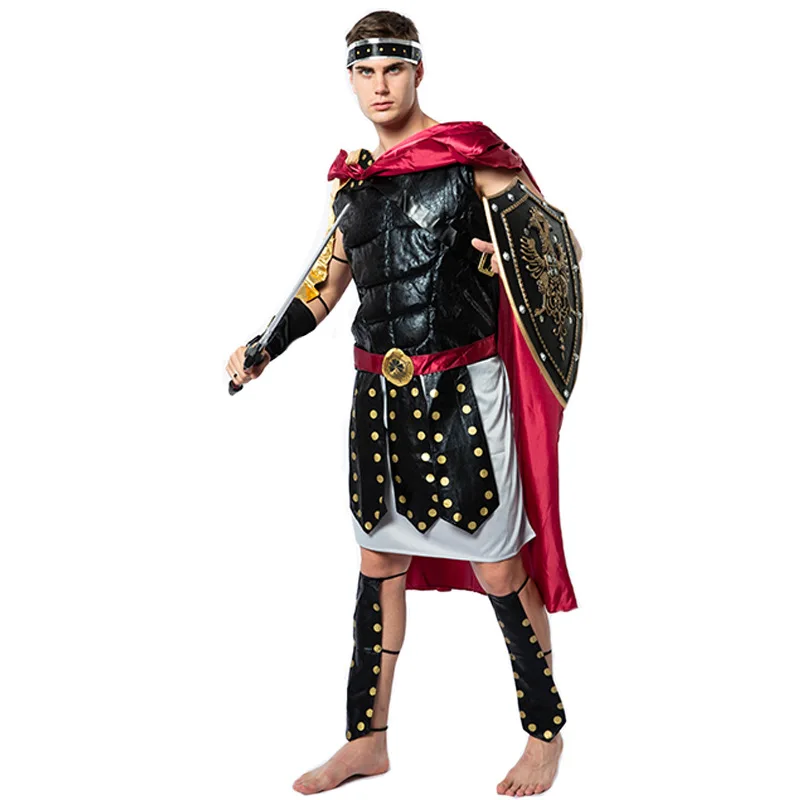 Взрослый мужчина Спартанский воин косплей Хэллоуин Рим костюмы гладиатора