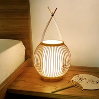 bamboo table lamps for living room decoration bedroom bedside lamp homestay hotel creative art table light tea room led lighting