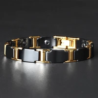 gold color women jewelry magnetic ceramic bracelet with health elements magnetic for arthritis and carpal tunnel gift couples