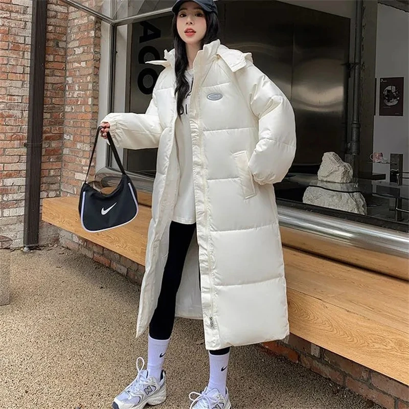 Новинка черная парка Длинные осенне-зимние куртки свободные женские пальто с