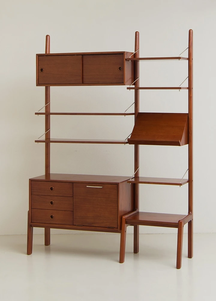 Скандинавский Ретро полностью деревянный напольный стоячий книжный стеллаж