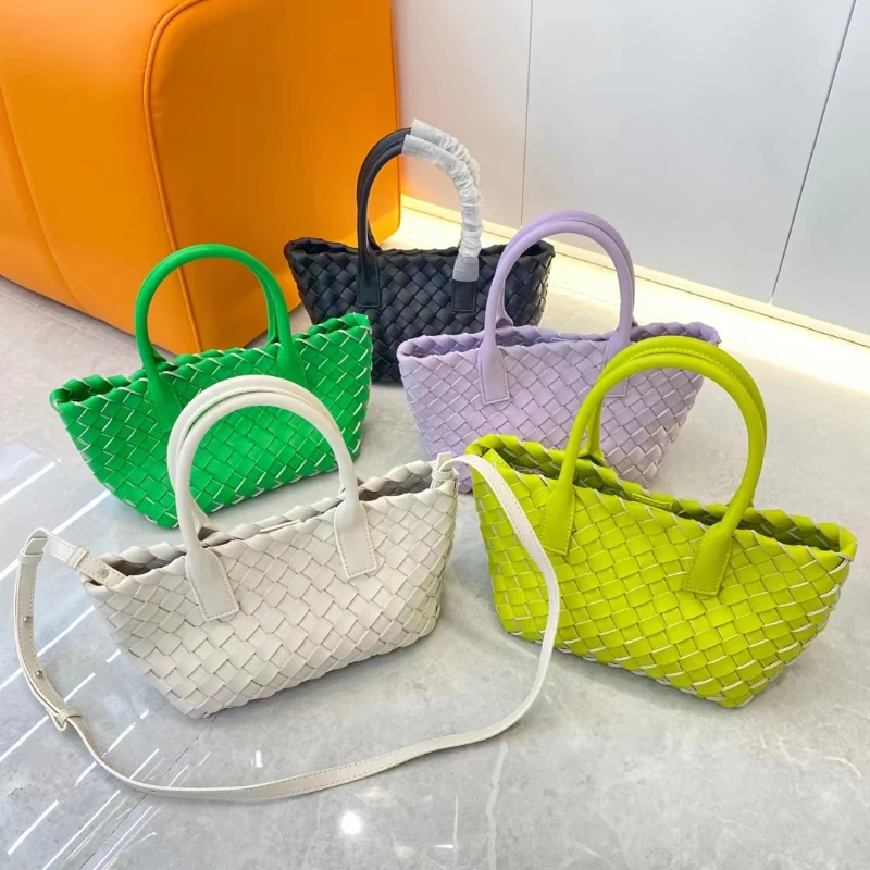 Luxury Hand Woven Tote Bag 2022 New High Quality Real Leather Armpit Shoulder Bag Messenger Bag Women's Fashion Vegetable Basket