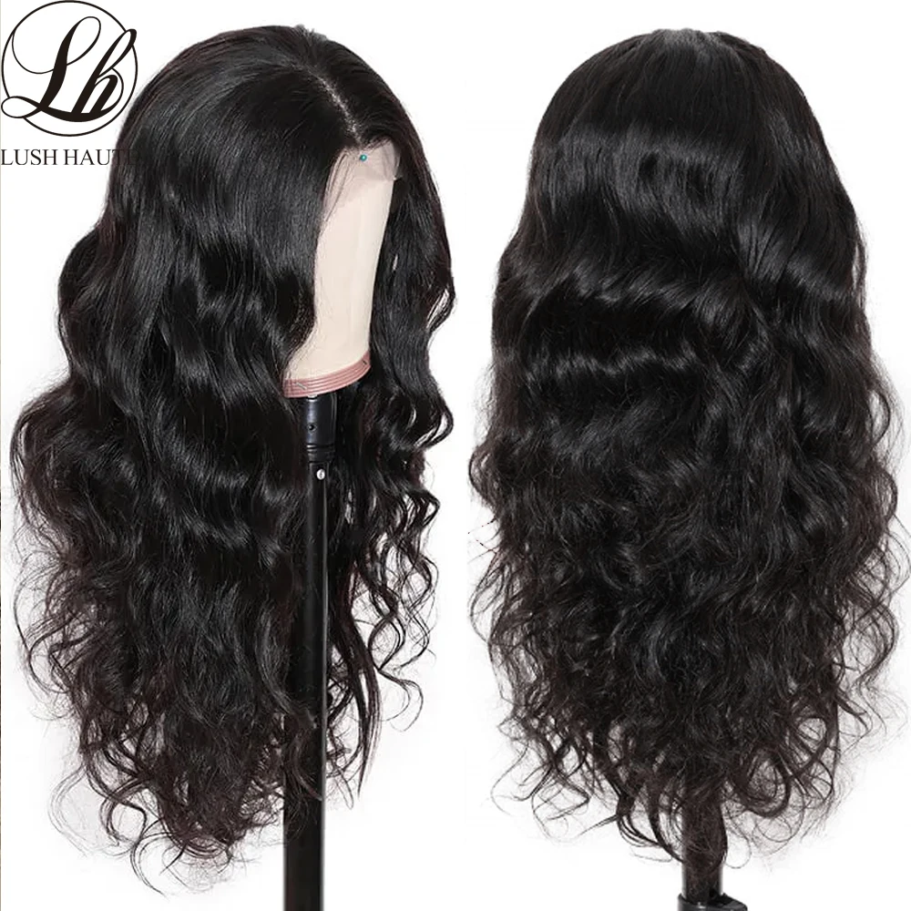 Body Wave 13X4 Lace Front Wigs Synthetic Long Wave T Part Lace Front Wigs Nature Black Wigs For Women Glueless 180% Density Hair