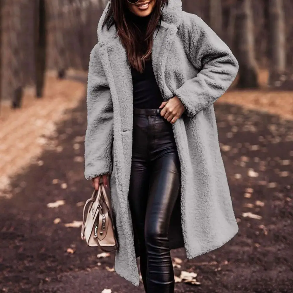 

Шерстяное Стильное однотонное Женское зимнее пальто средней длины, Женское пальто, плотное пальто для работы