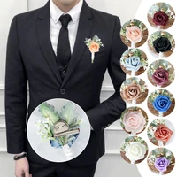 boutonnieres corsage artificial red roses corsage buttonhole groomsmen boutonniere for men wedding marriage accessories