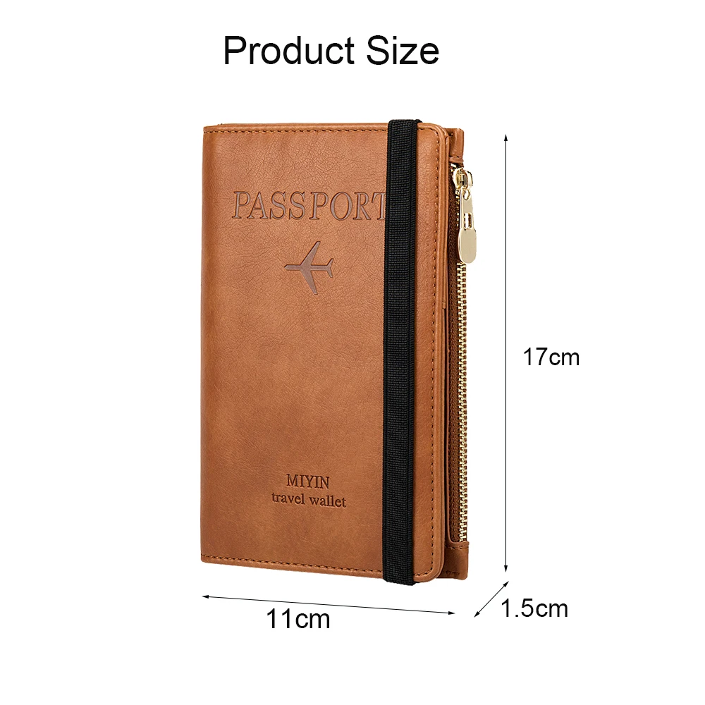 Women Men RFID Vintage Business Passport Cover Holder Multi-Function ID Bank Card PU Leather Wallet Case Travel Accessories