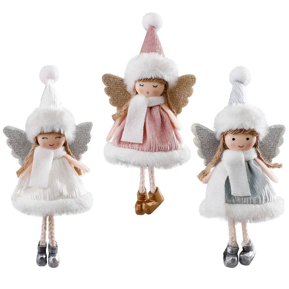 

3 Pcs Angel Girl Charm Ornaments Christmas Hanging Pendant Decorative Props Cartoon Dolls Decorations Plush Supplies