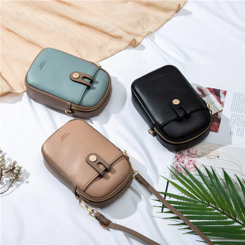 Cell Phone Crossbody Bags for Women Soft Pu Leather Mini Shoulder Messenger Phone Bag Female Fashion Brand Designer Lady Purse