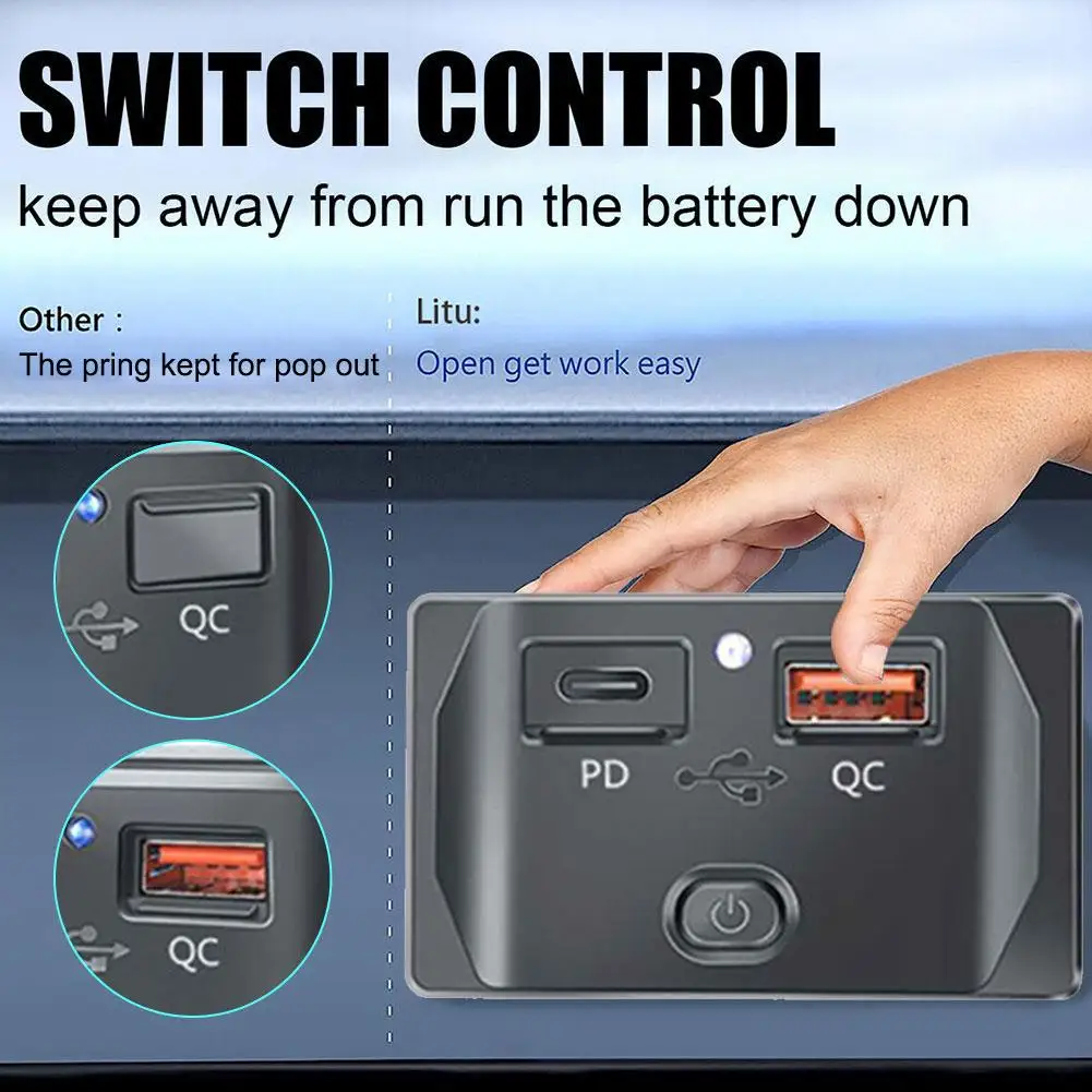 Разъем для быстрой зарядки PD Type C QC 3 0 USB с выключателем