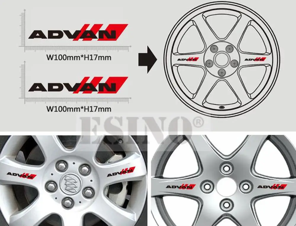 

4 x Newest Car Styling Car Decorative Wheel Rim Decoration Sticker Vinyl Decal Series Car Accessories Decal for Yokohama Advan