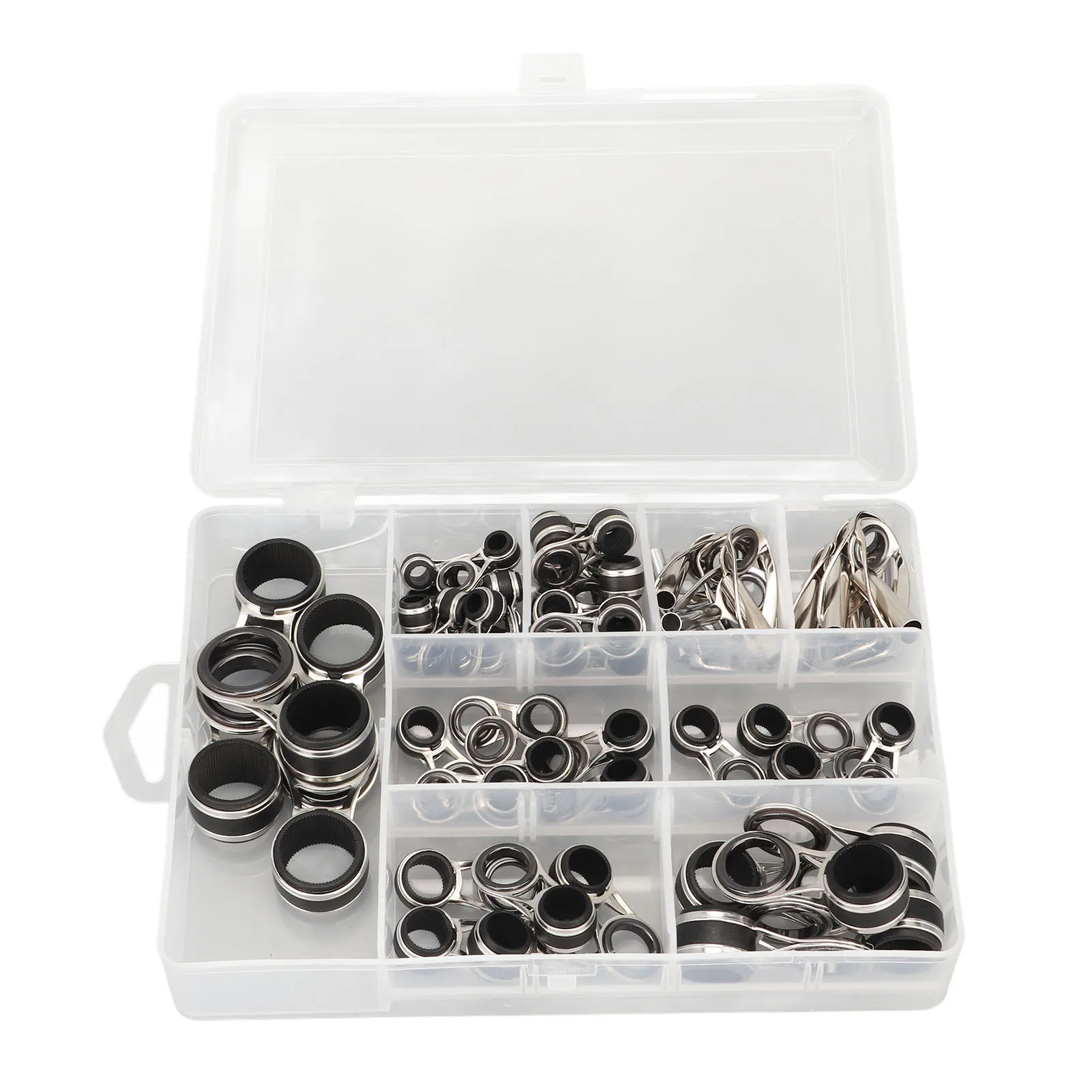 

fishing tools and equipment 55Pcs Fishing Rod Guides Line Rings Set Stainless Steel Ceramic 9 Different Sizes Fishing Rod