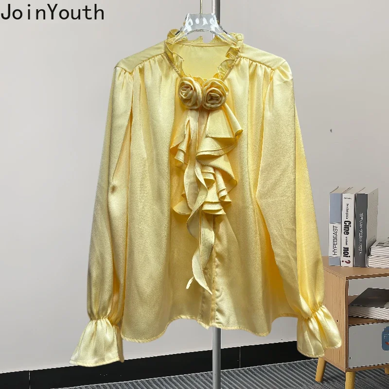Темпераментные топы корейские элегантные блузки для женщин рубашки с пышными