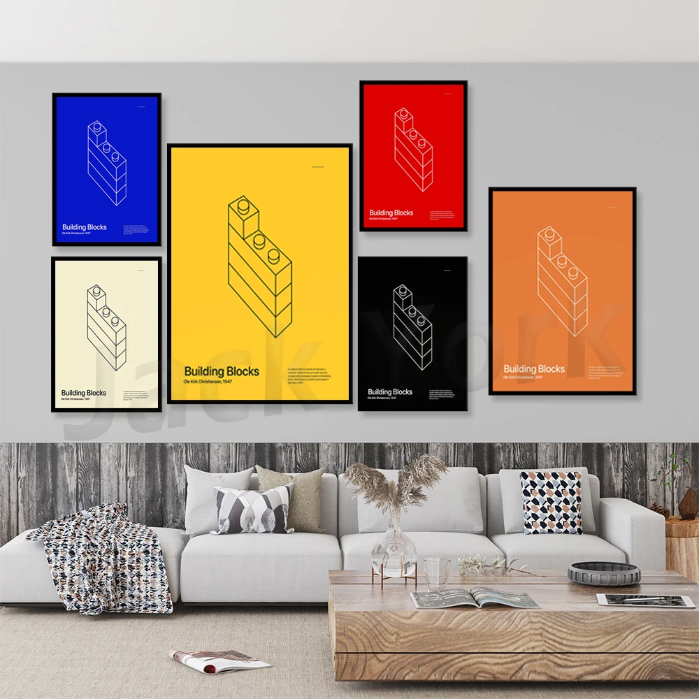 

Minimalist printable art, modern vintage building block poster, geometric art poster, home decor, print-at-home, wall art