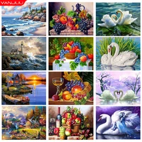 lighthouse landscape 5d diy diamond painting kit swan full diamond embroidery painting palace style mosaic home decor gift