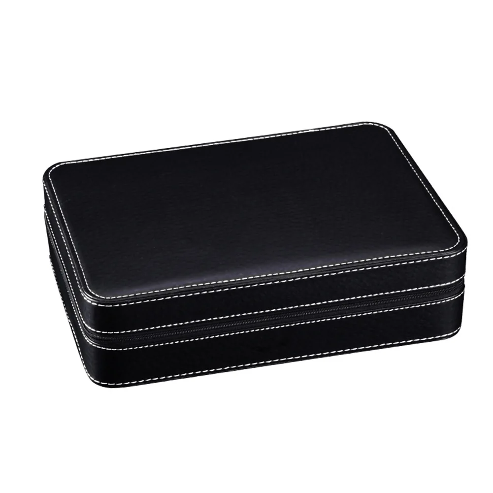 

10 Grids Organizer Display Portable Counter Watch Storage Box Case Protective Gift PU Leather Jewelry Packaging Zipper Closure