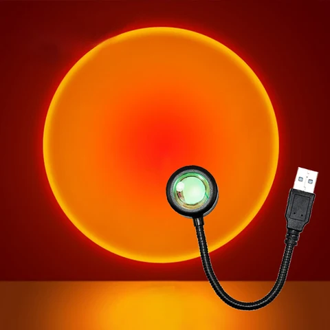 USB-лампа С закатом, светодиодный Радужный ночник, солнечный светильник, лампа, проектор, светильник льник для фотосъемки для спальни, домашнего декора, подарок