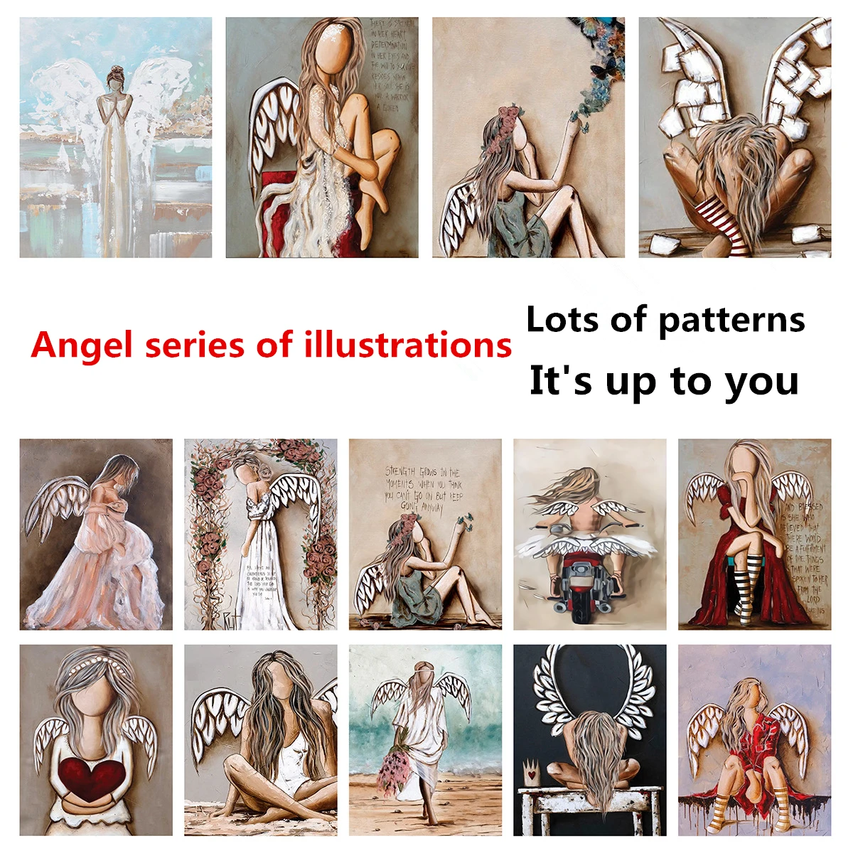 

Цифровая живопись «сделай сам» 40 × 50 см, картина с нулевой основой, ручная роспись маслом, серия с ангелом, уникальный подарок, домашний деко...