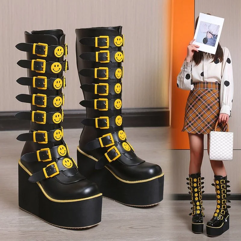 

Women's Cosplay High Boots Winter Long Tube Leather Knight Boot Punk Gothic Classic Black High Heel Shoes Knee-High Size 35-43