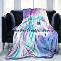 unicorn throw blanket mermaid cartoon cute animals print flannel blanket for living room lightweight sofa blanket all season