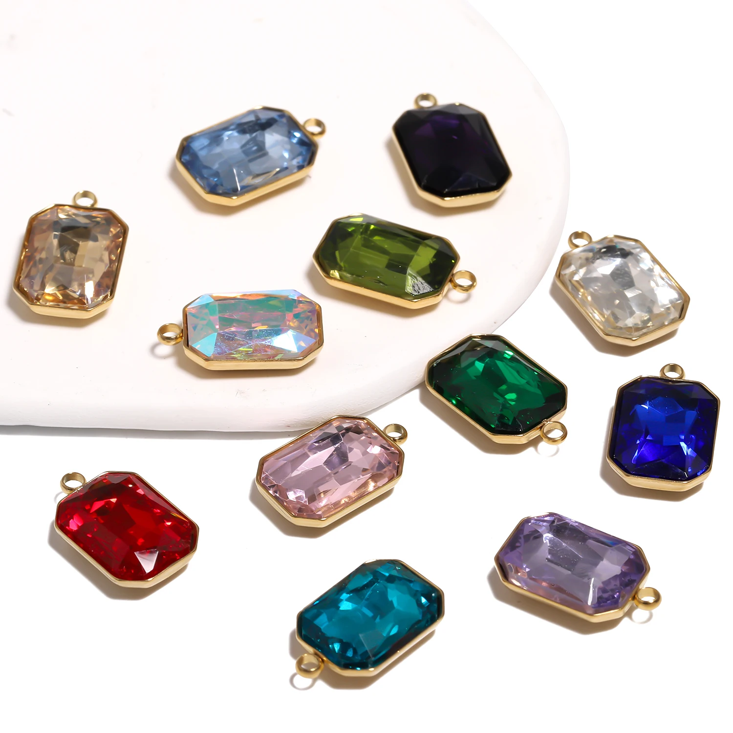 18x11 мм из нержавеющей стали прозрачные прямоугольные хрустальные подвески