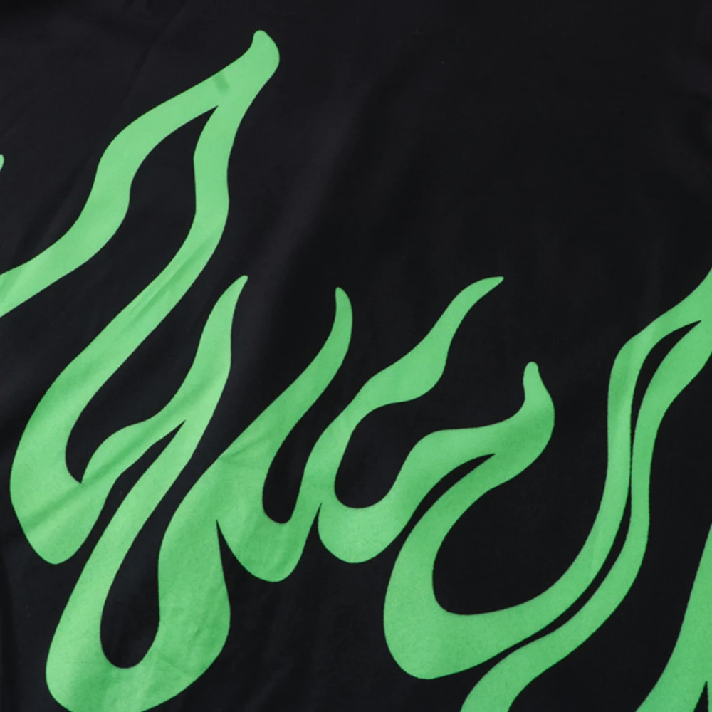 Short-sleeved Shirt Shorts Two-piece Men's Trendy Brand Fashion All-match Casual Suit Street Personality Flame Print Loose