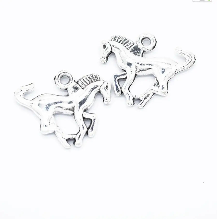 

50pcs Charms Running Horse 21*17mm Tibetan Bronze Silver Color Pendants Antique Jewelry Making DIY Handmade Craft F0803