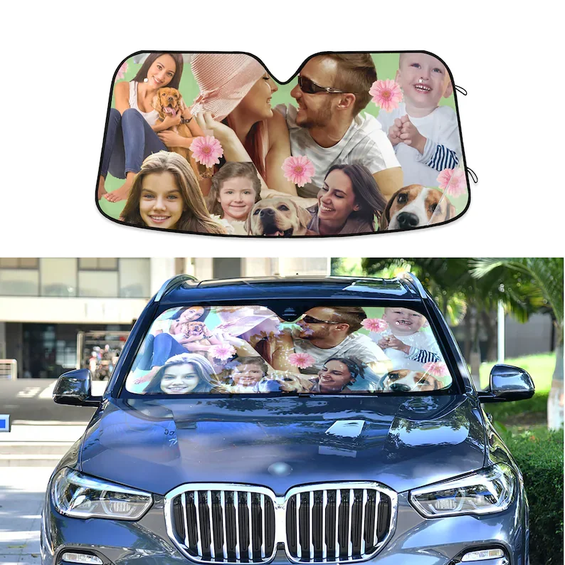 

Custom Car Auto Sun Shade, Personalized Windshield Car Accessories, Auto Protector Window Visor Screen Decor, Custom Made Auto P