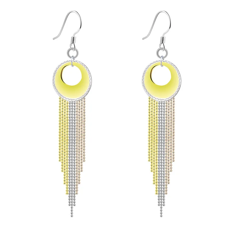 BOCAI S925 серьги-капли из стерлингового серебра для женщин трехцветные золотые