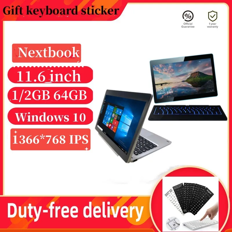 11.6'' G12 Windows 10 Nextbook Quad Core 1/2GB RAM 64GB ROM Intel Baytrail-CR Z3735G WIFI Dual Camera HDMI-compatible Tablets PC