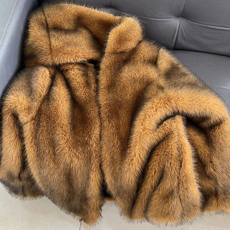 Winter Clothes Women 2022 Fashion Coats Faux Fur Coat Mid-length Imitation Fox Fur Foreign Style Fur Coat Womens Wholesale