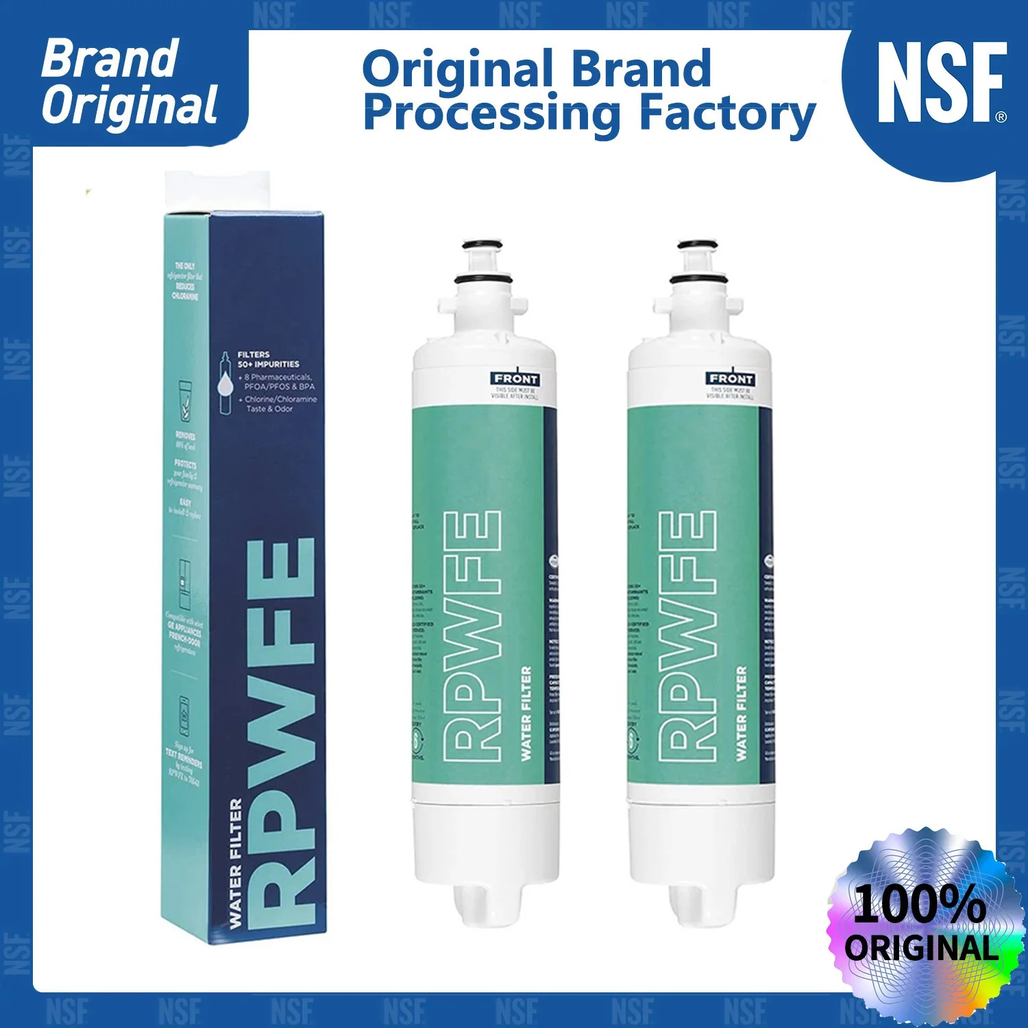 

NSF Certified RPWFE Activated Carbon Refrigerator Water Filter Compatible with GE RPWFE, RPWF