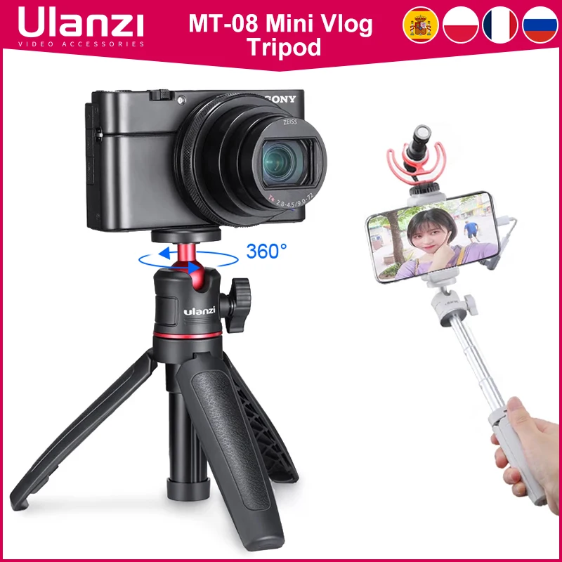 Купи Ulanzi MT-08 DSLR SLR Phone Vlog tripod KIT Cold Shoe Phone Mount Holder for Microphone LED Light Mini Tripod for iPhone 13 Sony за 597 рублей в магазине AliExpress