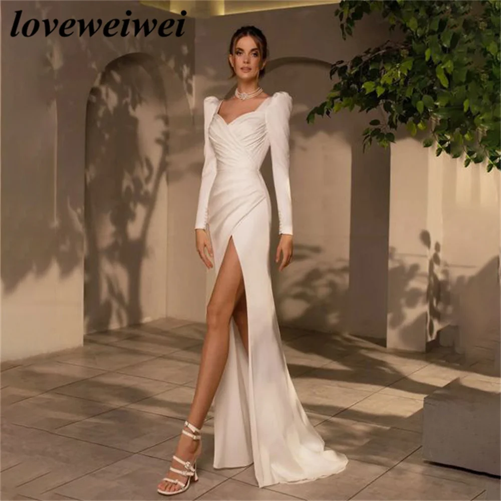 

Mermaid Sexy Charming Wedding Dress Stain Elegant Wedding Gown With High Split Bridal Dress Sexy Bridal Gown vestido novia