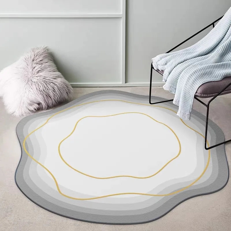 

Round Carpet Bedroom Bedside Rugs Living Room Irregular Light Luxury Minimalist Floor Mat Study Computer Chair Dresser Foot Pad