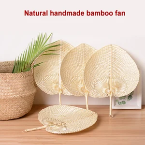 Handmade Rattan Fan Bamboo Palms Fan Natural Hand Fan Peach-shaped Woven Fan Handmade Natural Peach-shaped Fan Home