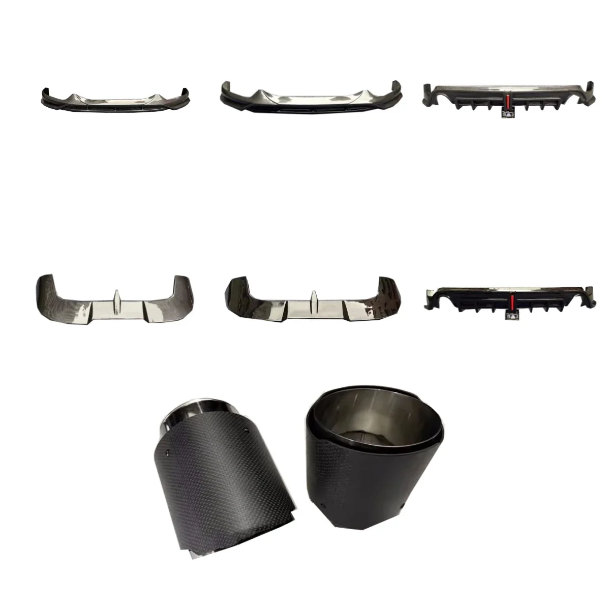 Глянцевое черное углеродное волокно передняя губа задняя верхнее крыло