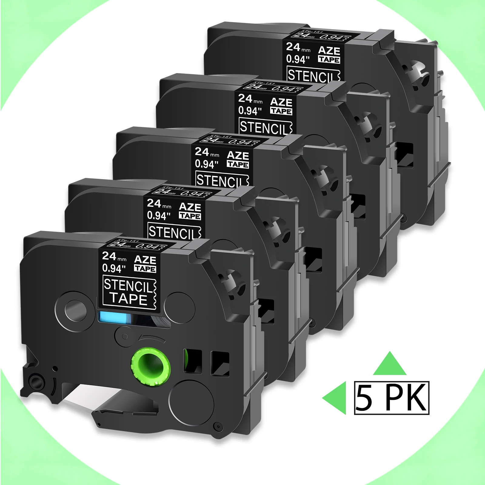 Трафарет Cruxer 5PK неламинированная лента 24 мм совместимая с Brother цвет черный