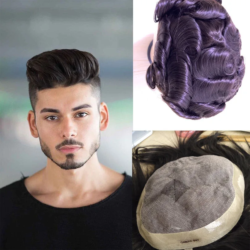 BYMC 8*10 MONO& NPU Remy Human Hair System Lace Frontal Men Hair Replacement Breathable Toupee Mens Male Wig Durable Hairpieces