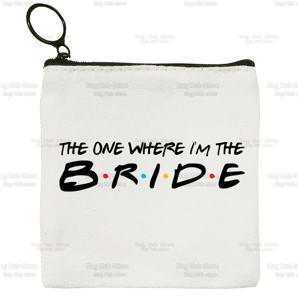 Bridal Team Bride To Be Canvas Card Coin Purse Cute Simple Bachelorette Decoration Wedding Coin Hen Party Mini Zipper Bag