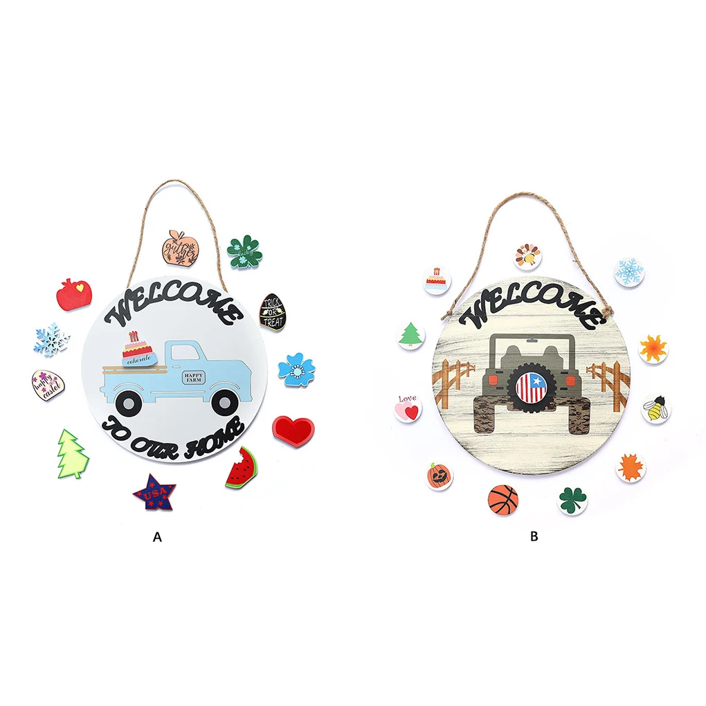 

Подвесная доска для двери, двусторонняя круглая дверная пластина, водонепроницаемая легкая подвесная пластина типа 1 ручной работы с надпи...