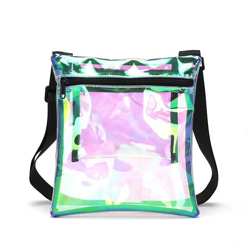

2022 New Laser Colorful Transparent Shoulder Handbag Purse Casual Wild Tide Messenger Bag Plastic Jelly Bag Sac Main Femme