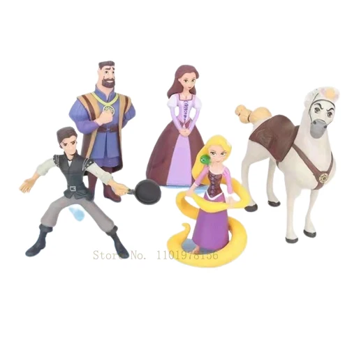 

Новинка 5 шт./партия 11 см Фигурки принцессы Рапунцель спутанные Флинн Райдер лошадь Максимус король Фредерик Паскаль волшебная девушка моде...