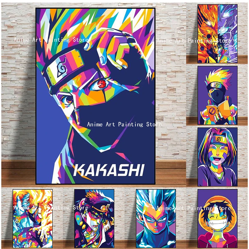 

Japanese Anime Naruto One Piece Character Canvas Painting Wall Art Watercolor Poster Mural Living Room Home Decor Cuadros