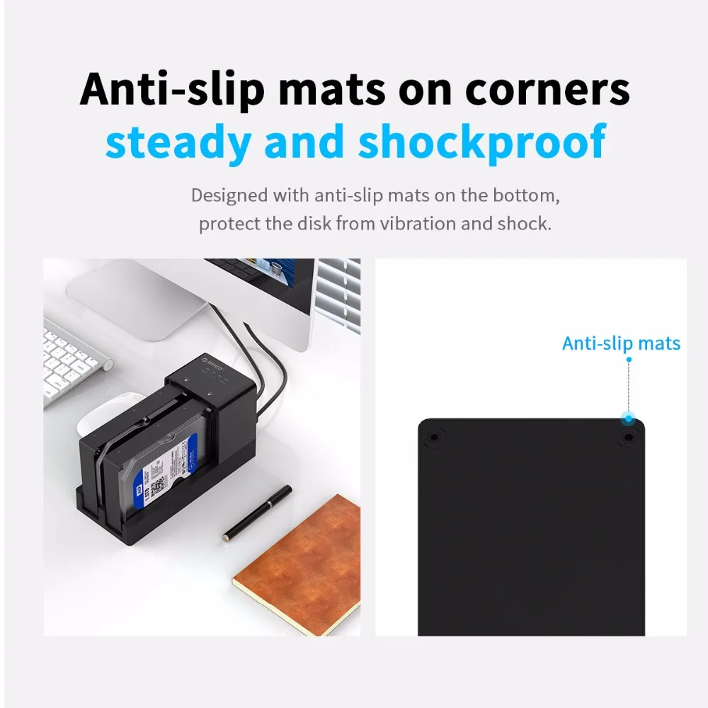 Фото ORICO 2-этажная док-станция для жесткого диска с автономным клоном SATA-USB 3.0 Док-станция для жесткого диска для корпуса жесткого диска 2,5/3,5 дюйма №2