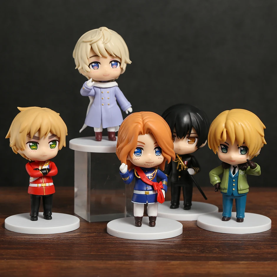 

5pcs/set Axis Powers Ivan Francis Bonnefoy Arthur Kirkland Honda Kiku Alfred F.Jones Q Figures PVC Model Toys Anime Dolls