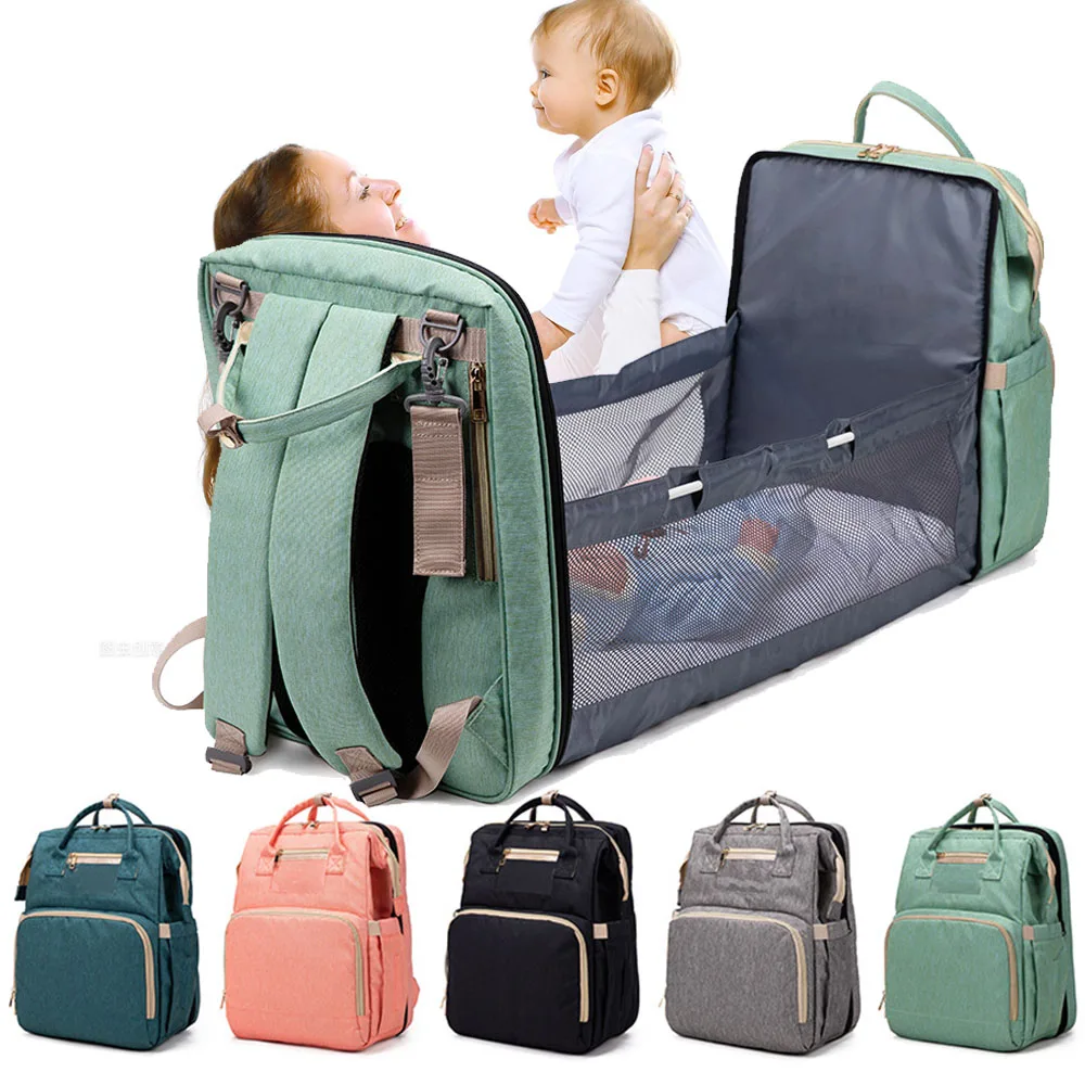 

Upgrade USB Mommy Bag Portable Baby Crib For Stroller Bag For Mom And Baby Diaper Bag Maternity Packages Backpack For Mom Dad