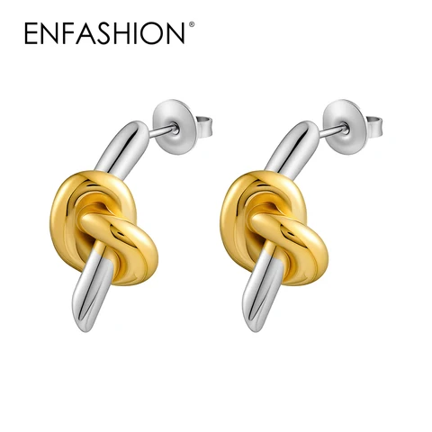 Серьги-гвоздики ENFASHION  двухцветные из нержавеющей стали